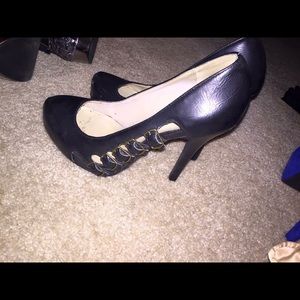 Michael Antonio black heels with buckle detail